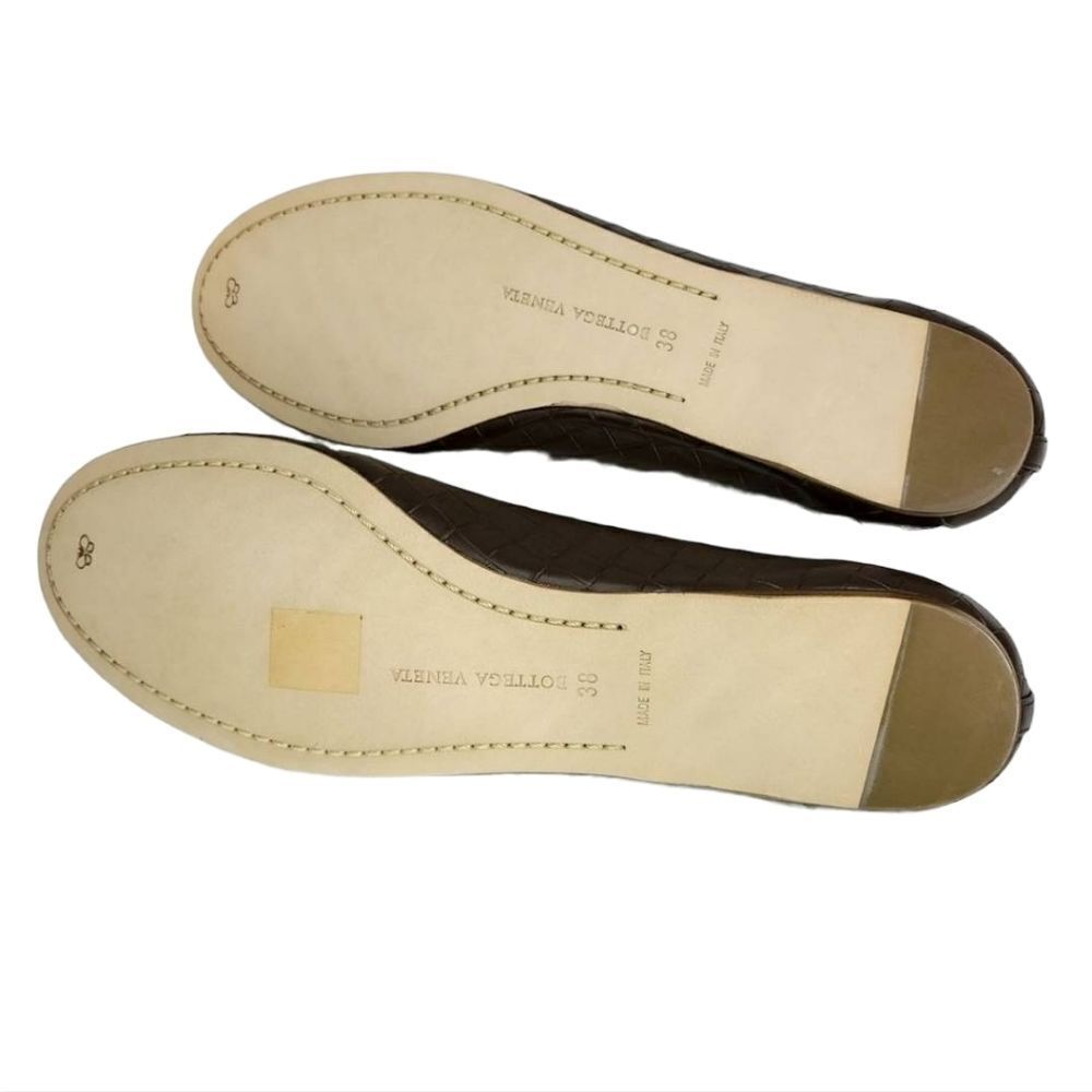 Bottega Veneta Brown Quilted Leather Flats Size 38 – Unused with Box - Picture 7 of 12